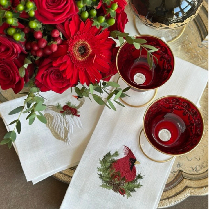 ARTE ITALICA Christmas Cardinal Linen Towel