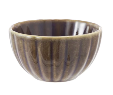 CREATIVE CO-OP Stoneware Ribbed Bowl With Shade Of Plum Glaze Default Title