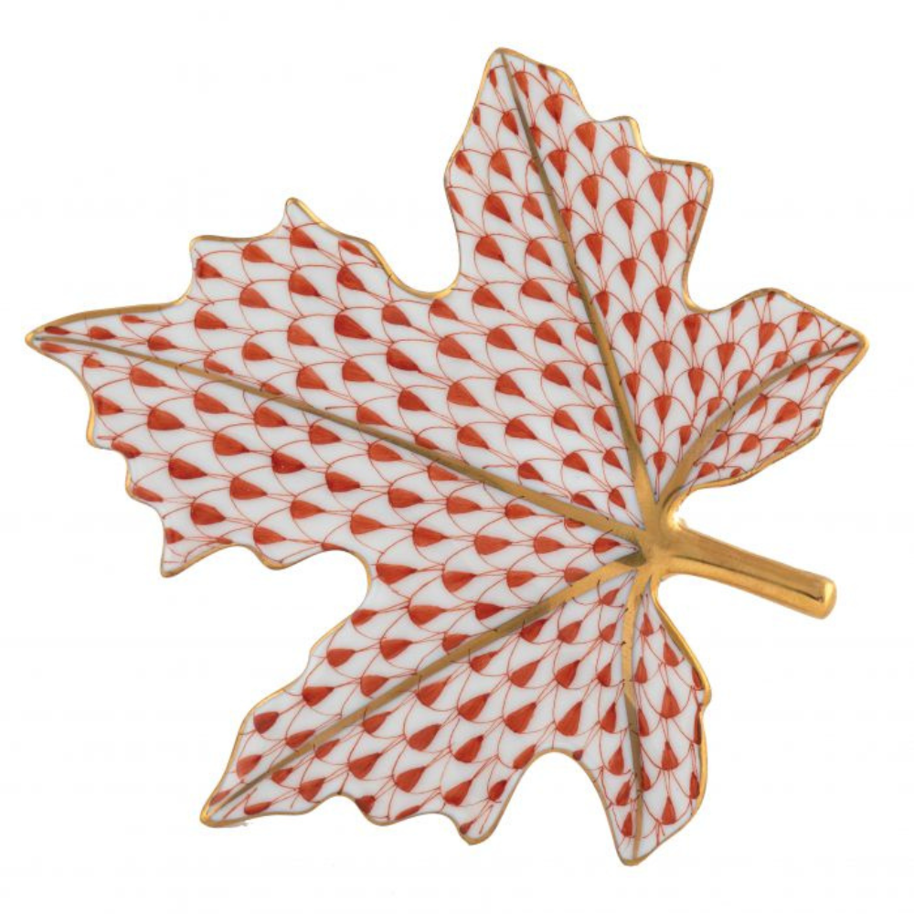 HEREND Maple Leaf Tray RUST