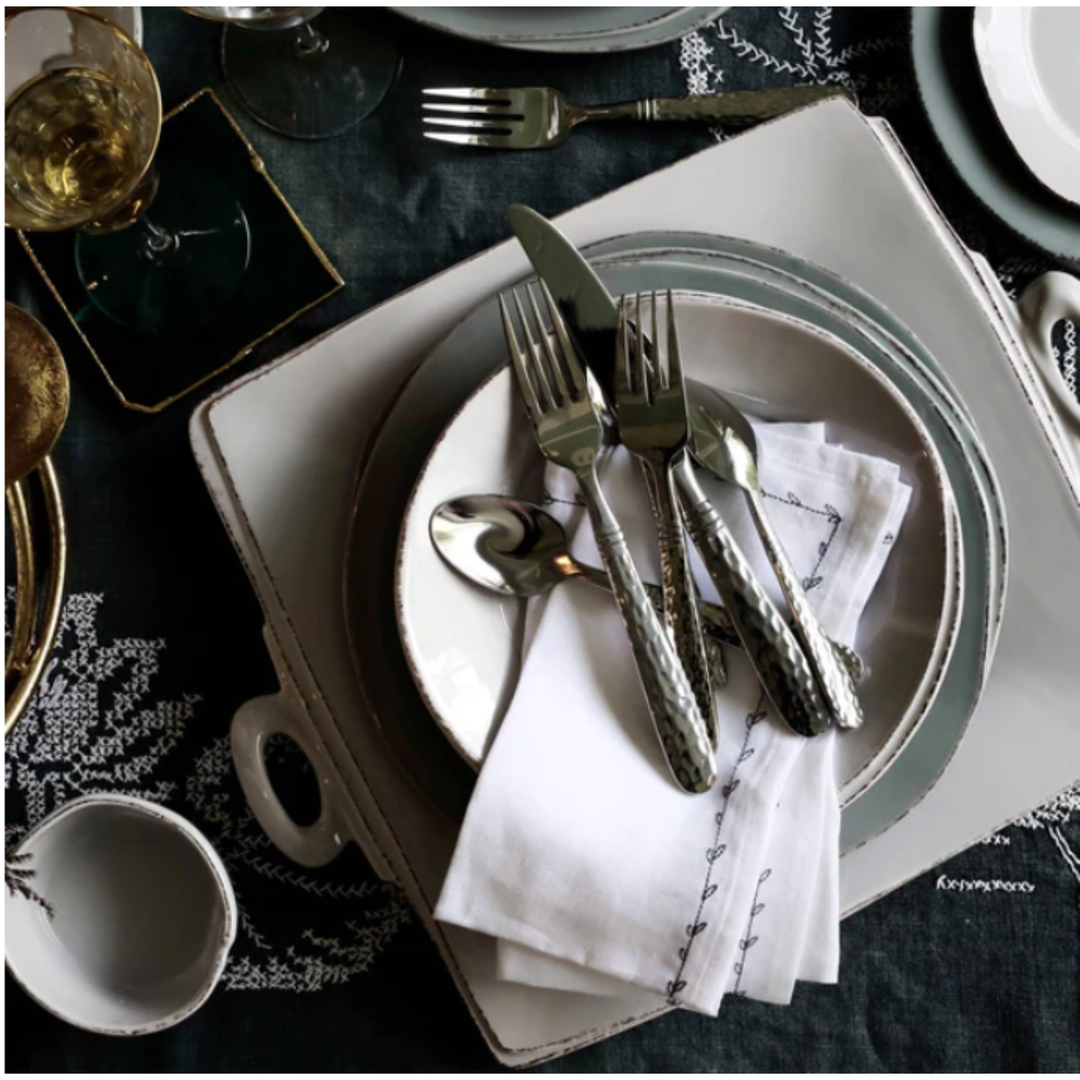 VIETRI Lastra White Handled Square Platter