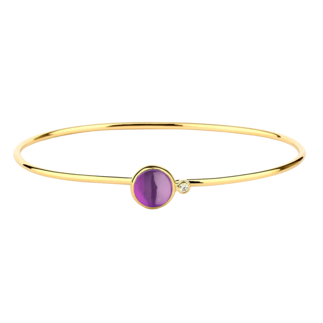 SYNA 18K Yellow Gold Stacking Candy Amethyst Bracelet With Diamond Default Title