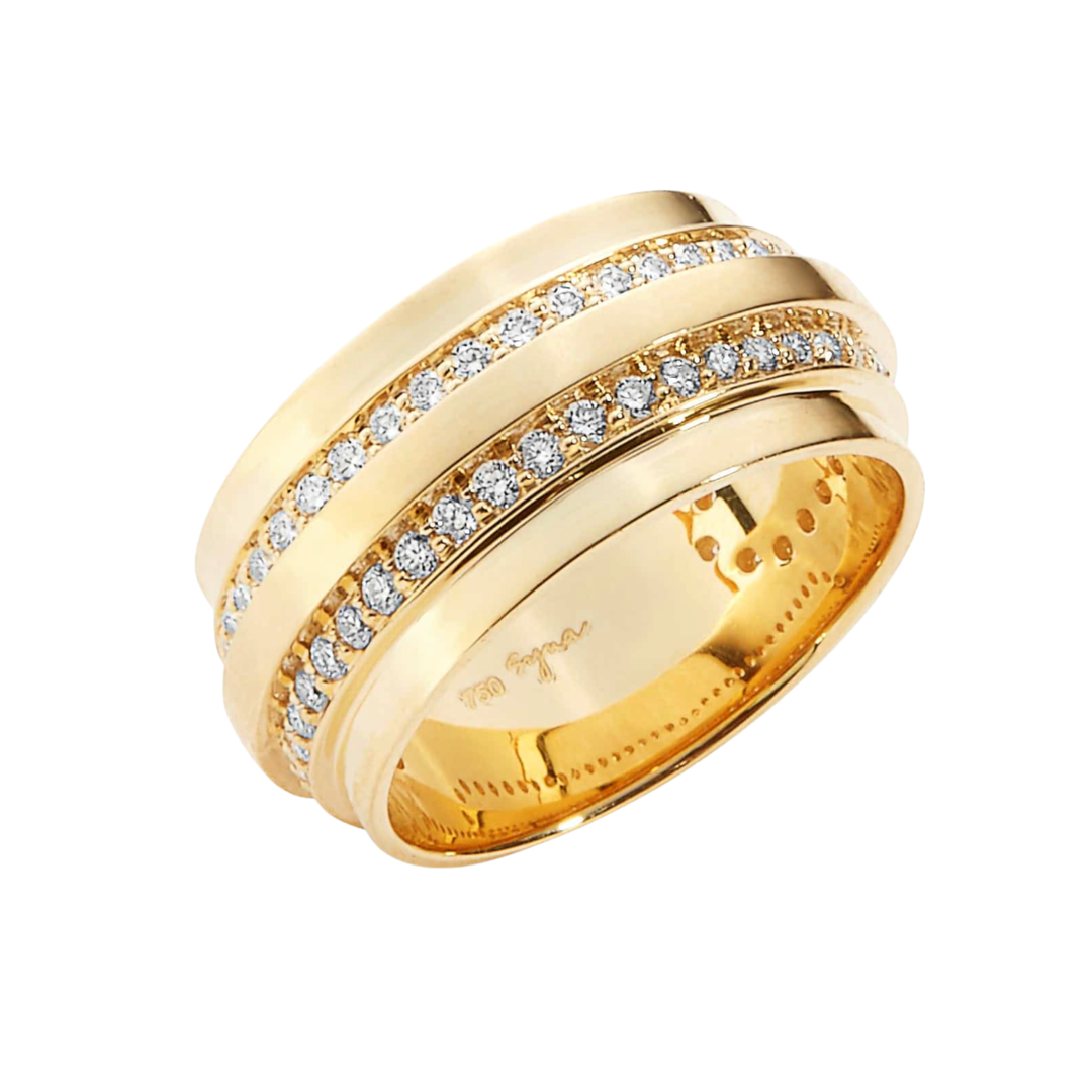 SYNA Diamond Band Ring In 18K Yellow Gold Default Title