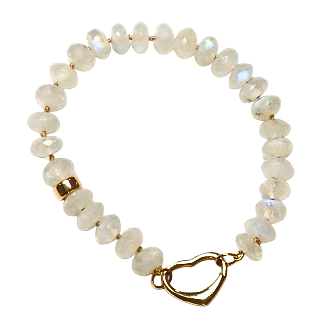 KELLY FLETCHER Moonstone Bracelet With 14K Gold Heart And Spacers Default Title