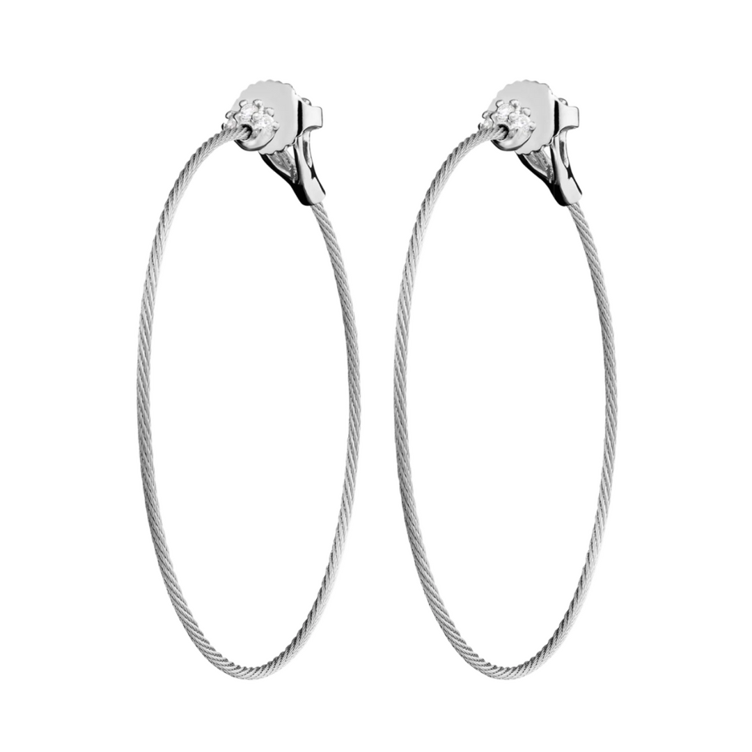 PAUL MORELLI Unity Wire White Gold Thin Hoop Earrings With Diamonds Default Title