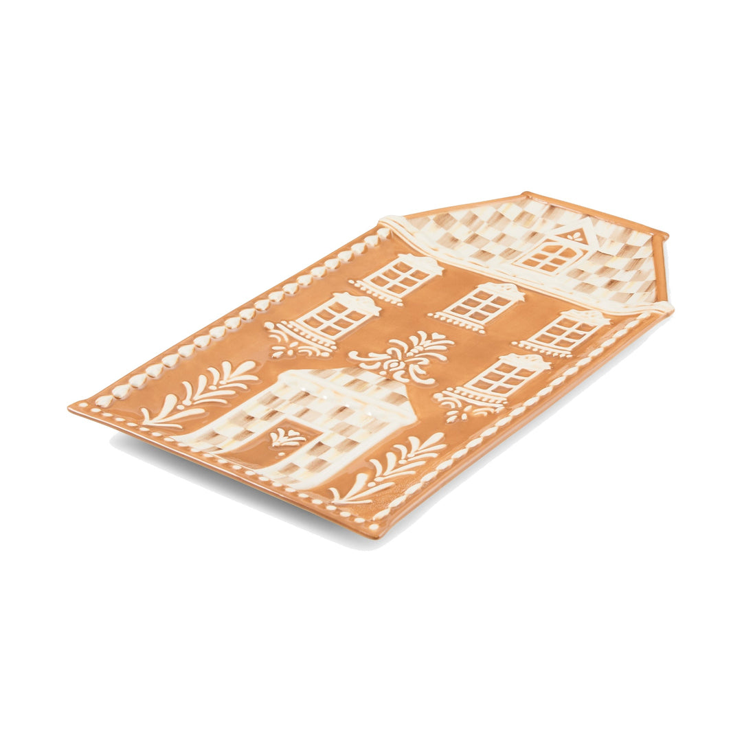 MACKENZIE CHILDS MacKenzie-Childs Mocha Check Gingerbread Serving Platter