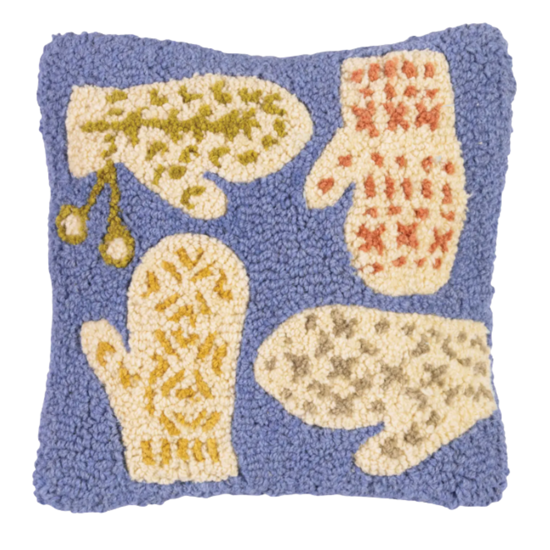 CHANDLER 4 CORNERS Snow Mittens On Hand Hooked Wool Pillow Default Title