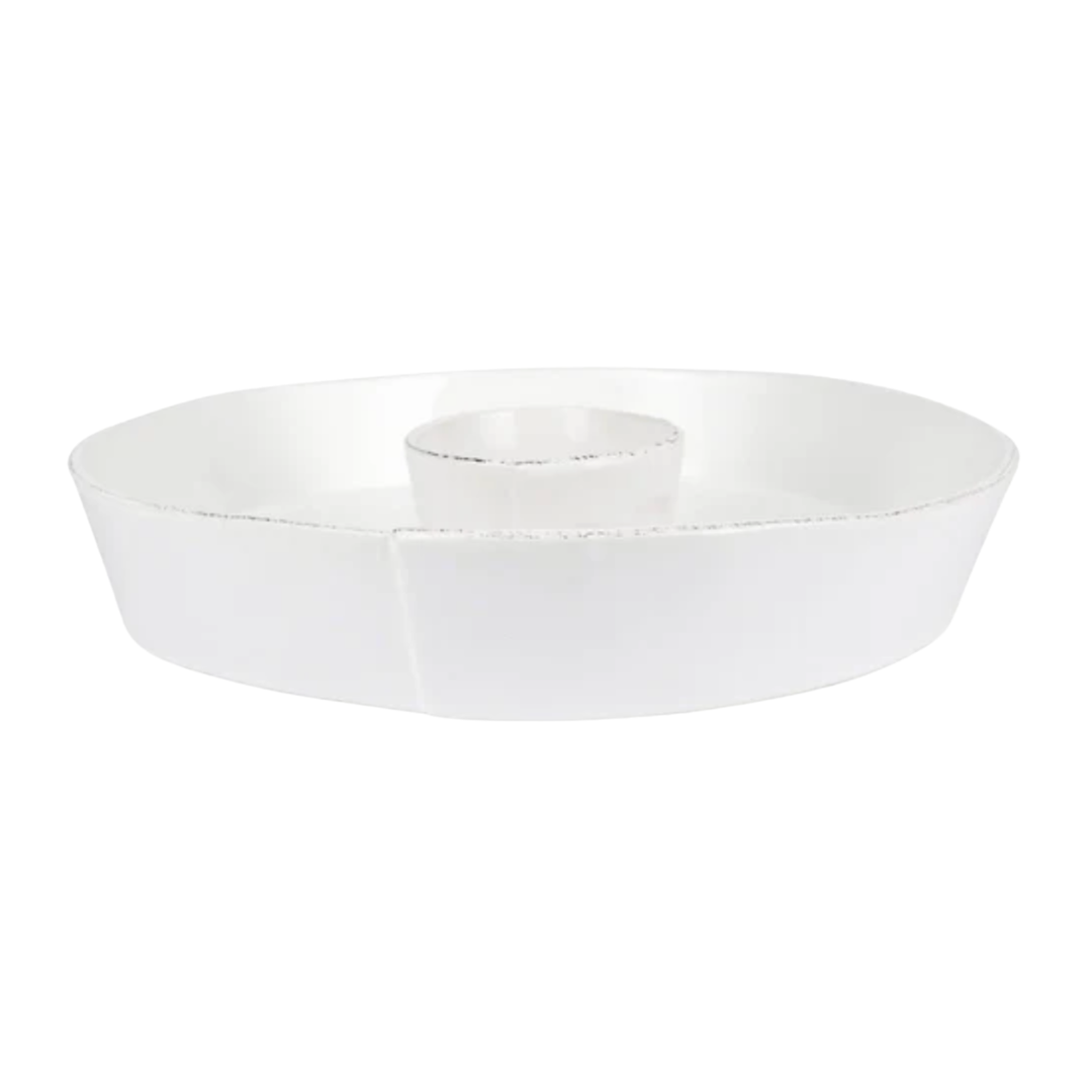 VIETRI Lastra White Chip And Dip Bowl