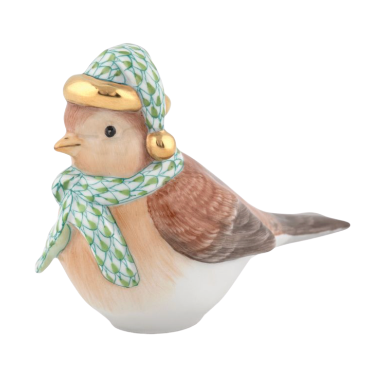 HEREND Winter Bird In Green KEYLIME