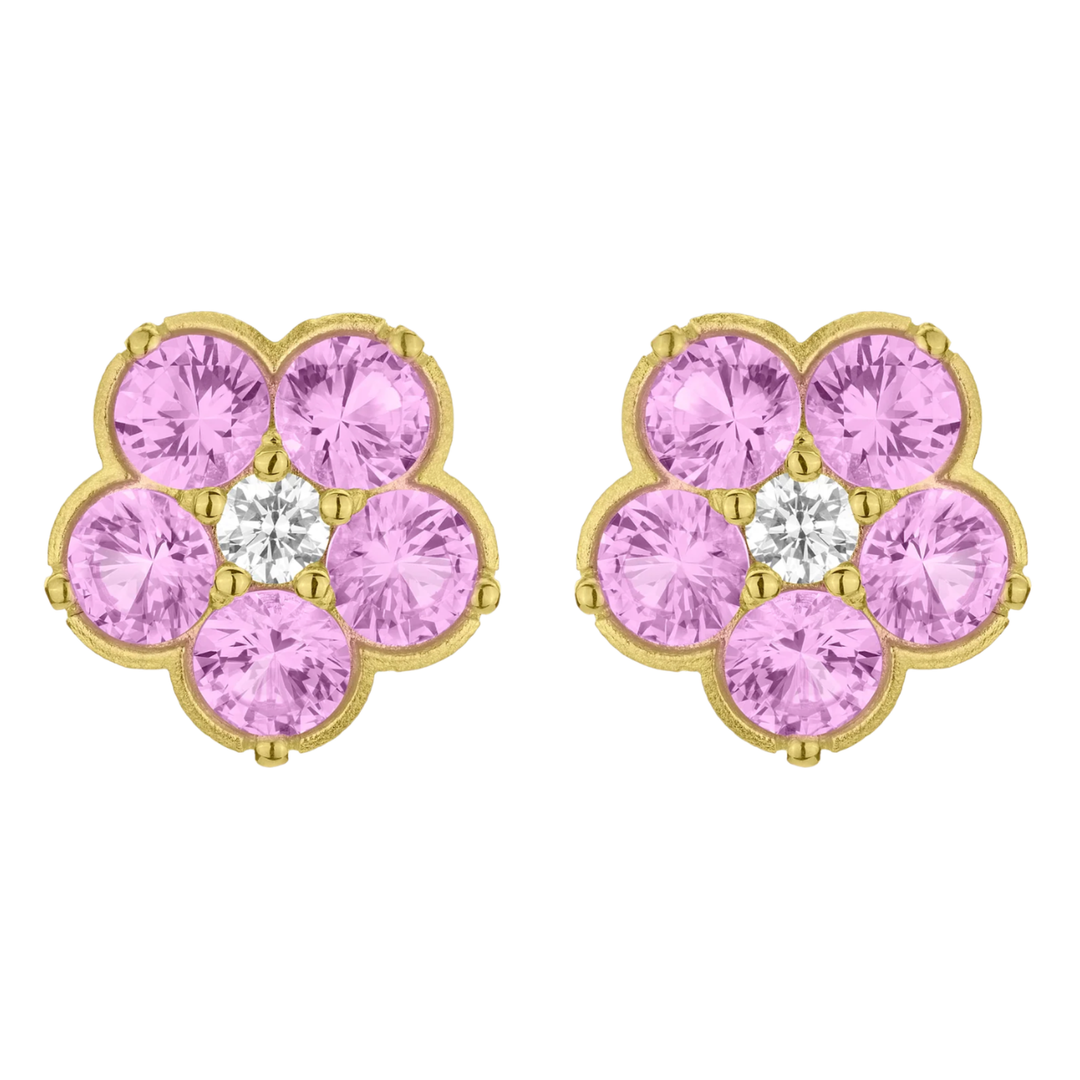 PAUL MORELLI Wild Child Pink Sapphire With Diamonds Stud Earrings In 18K Yellow Gold Default Title