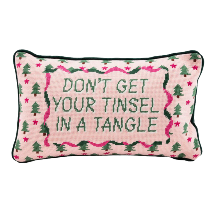 FURBISH STUDIO Tinsel In A Tangle Needlepoint Pillow Default Title