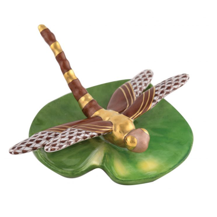 HEREND Dragonfly On Lily Pad CHOCOLATE