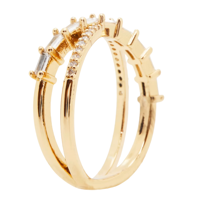 KELLY FLETCHER Double Diamond 14K Yellow Gold Crossover Ring Default Title