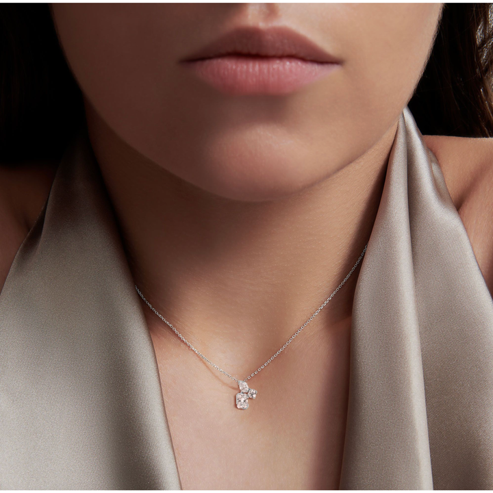 UNSAID Meta 18K White Gold Diamond Cluster Pendant Necklace