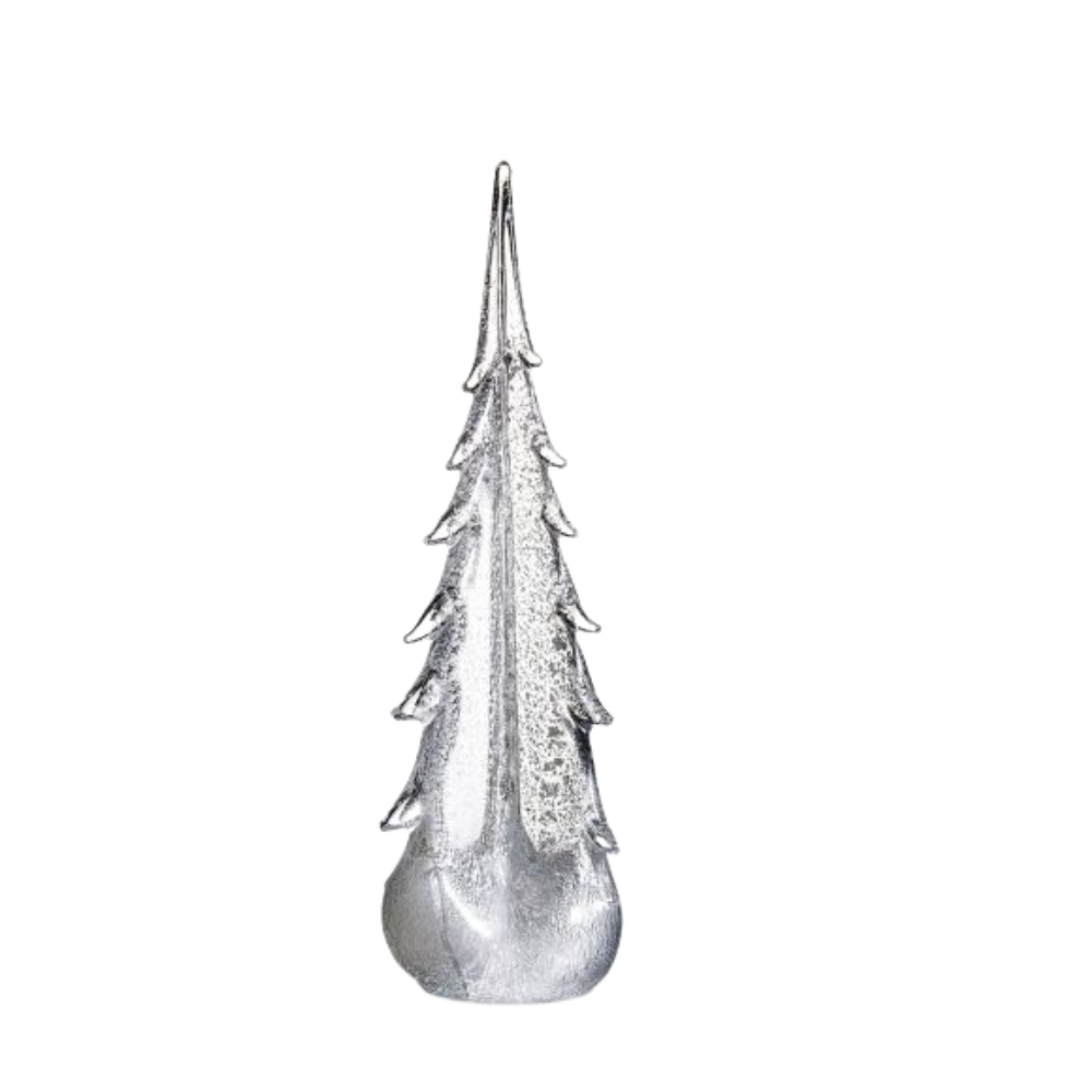 Evergreen 14" Silver Leaf Glass Tree