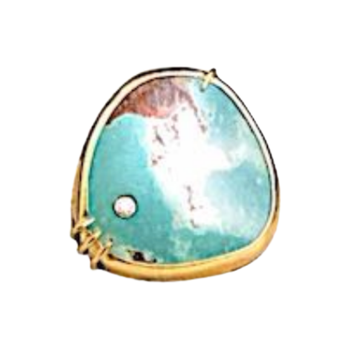 ARI O Tyrone Turquoise Ring With Diamond Set In Yellow Gold Default Title