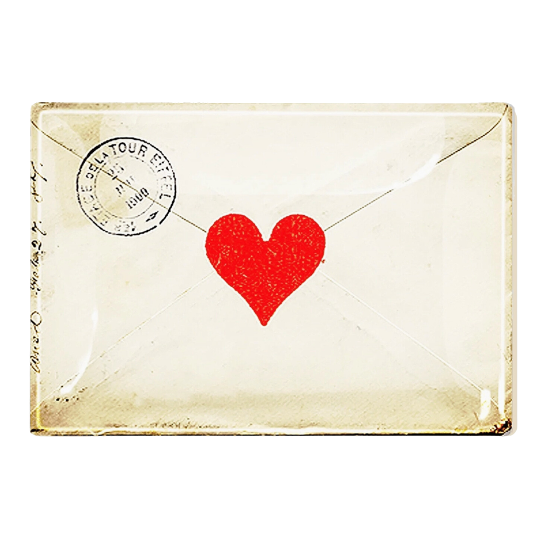 BEN'S GARDEN French Envelope With Heart Decoupage Glass Tray