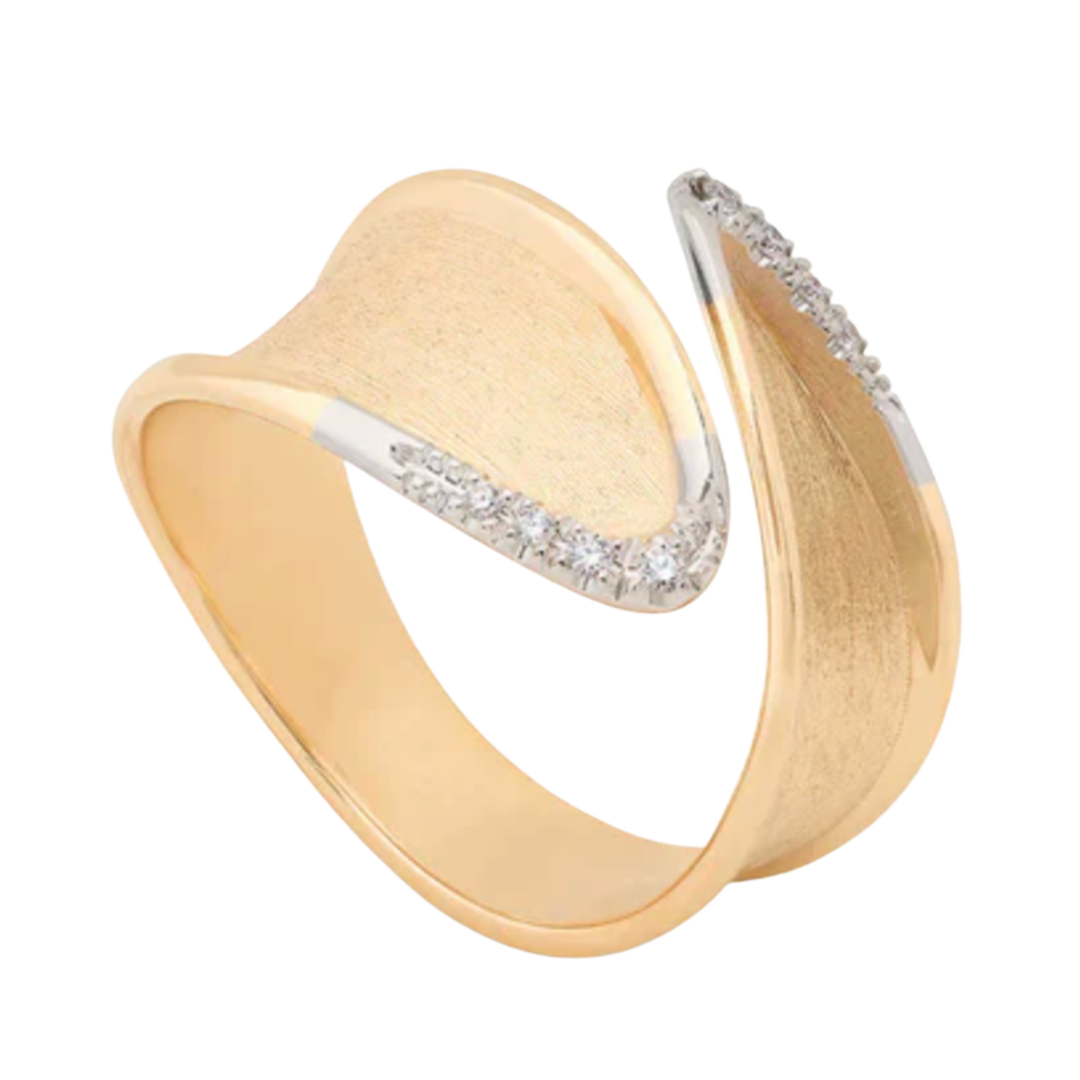 MARCO BICEGO Lunaria Yellow And White Gold Twist Ring With Diamonds Default Title