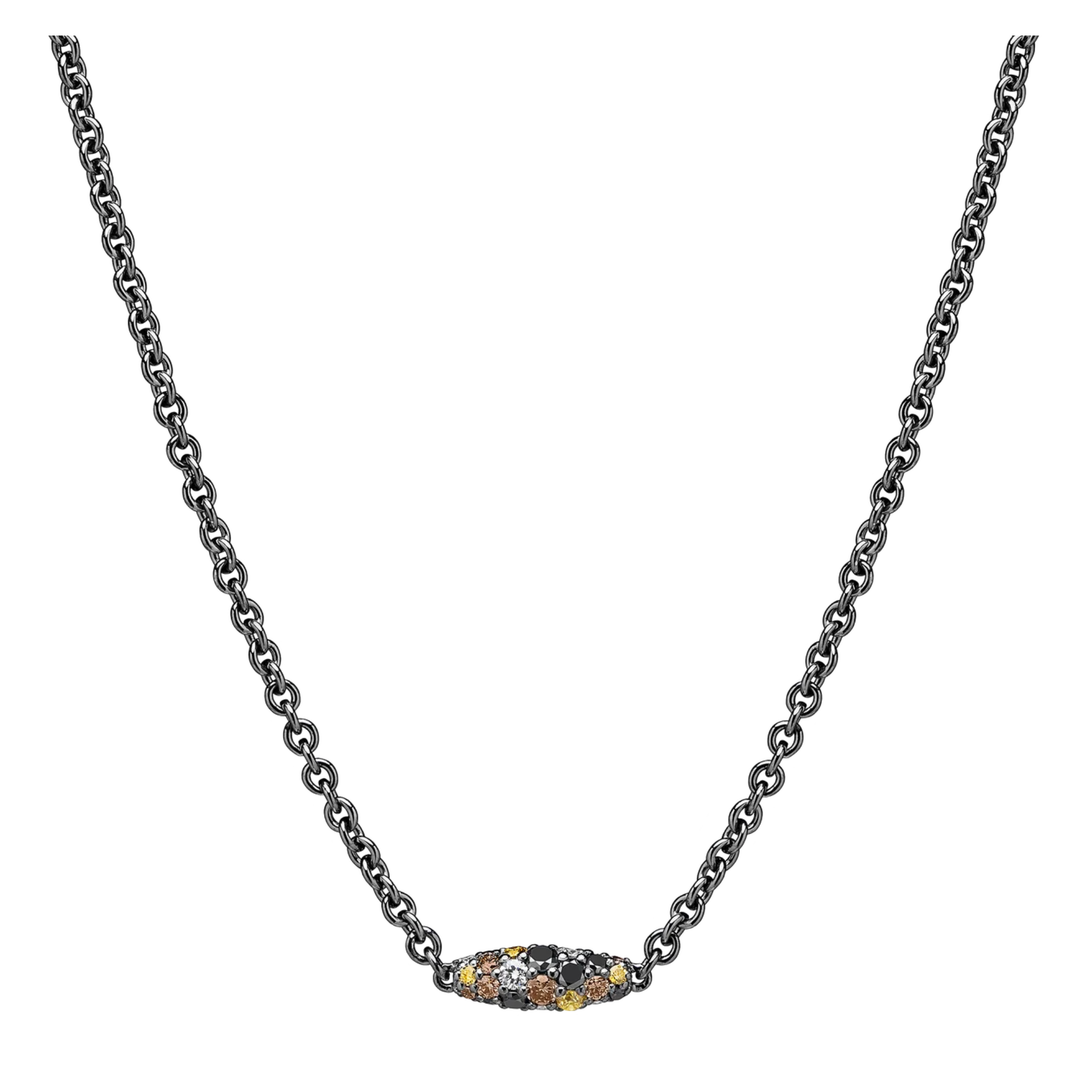 PAUL MORELLI 18K Black Gold Single Pipette Necklace With Multi Color Diamonds