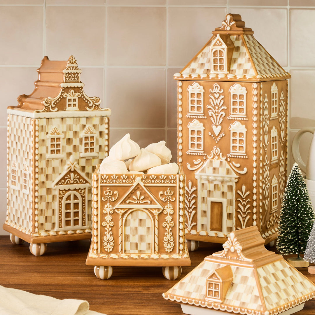MACKENZIE CHILDS MacKenzie-Childs Mocha Check Gingerbread Canister, Large