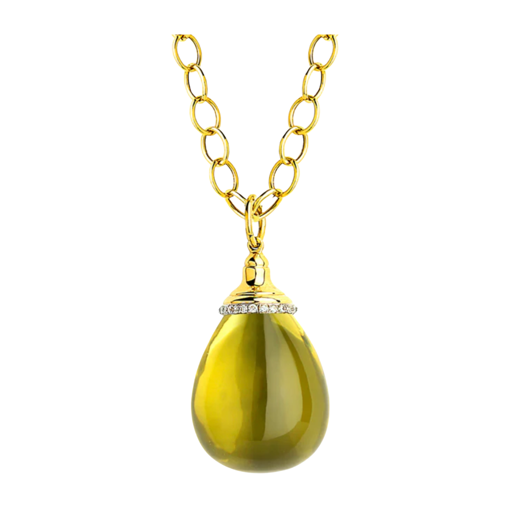SYNA 18K Yellow Gold And Diamond Lemon Quarts Pendant Default Title