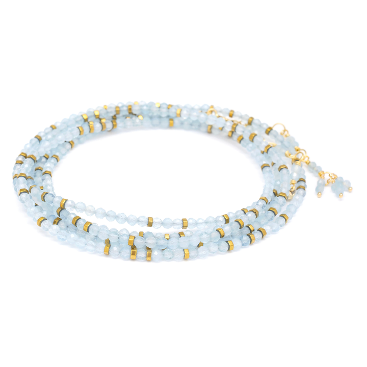ANNE SPORTUN 18K Yellow Gold Hex Bead Aquamarine Confetti Braclet Or Necklace Default Title