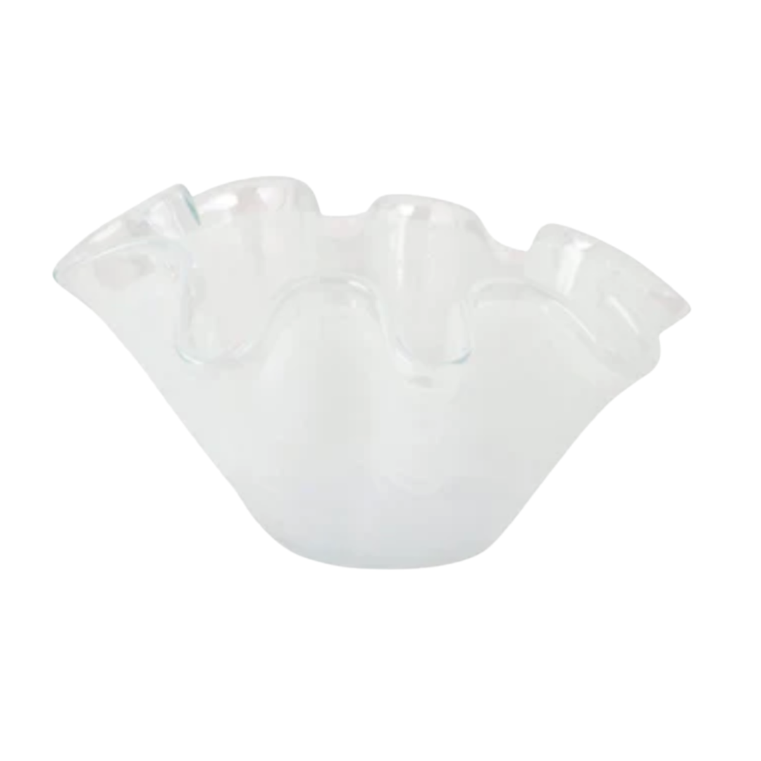 VIETRI Onda Glass White Petite Ruffled Serving Bowl Default Title