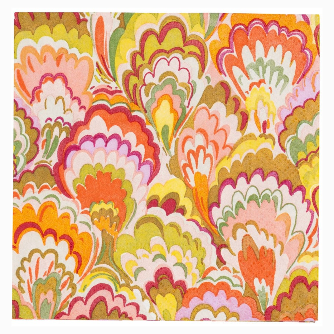 CASPARI Marbled Ceramica Raspberry Cocktail Napkins Default Title