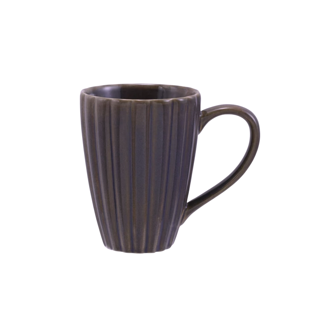 CREATIVE CO-OP Stoneware Ribbed Glazed Mug Default Title