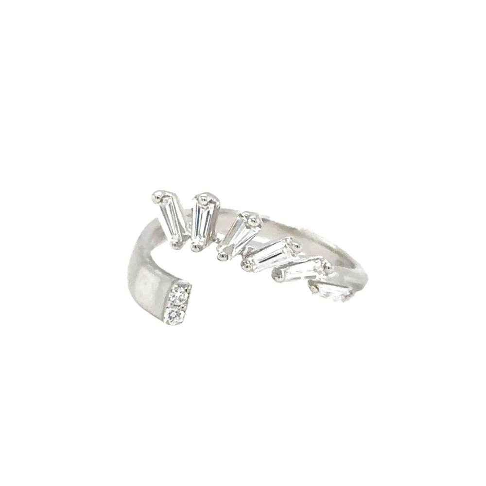 LISA NIK 18K WHITE GOLD BYPASS RING