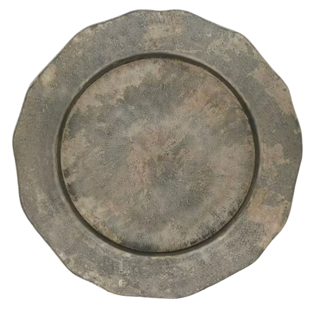 SARO Scallop Edge Hammered Charger Silver Default Title