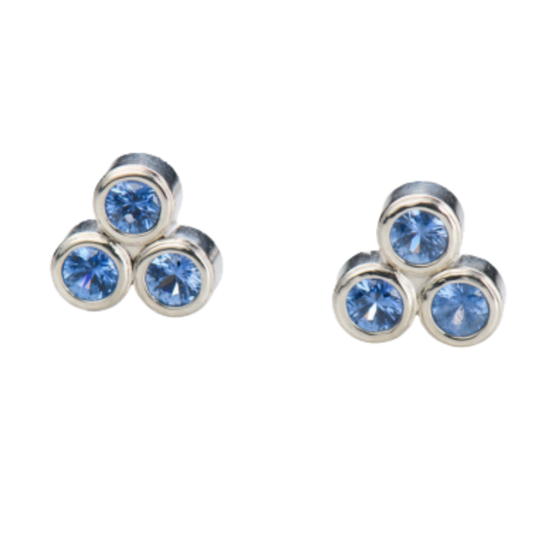 ARI O White Gold Medium Yogo Sapphire Tri Stud Earrings Default Title
