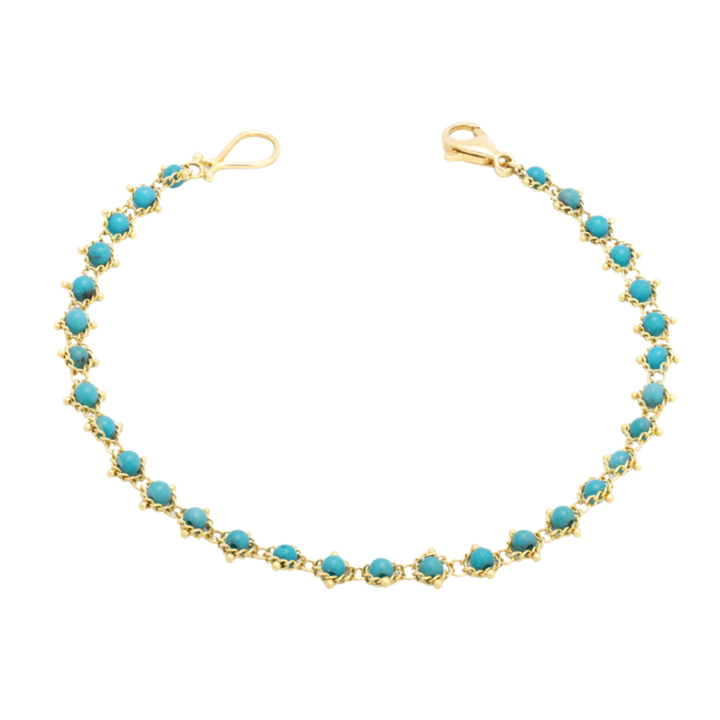 AMALI Turquoise Textile Yellow Gold Bracelet