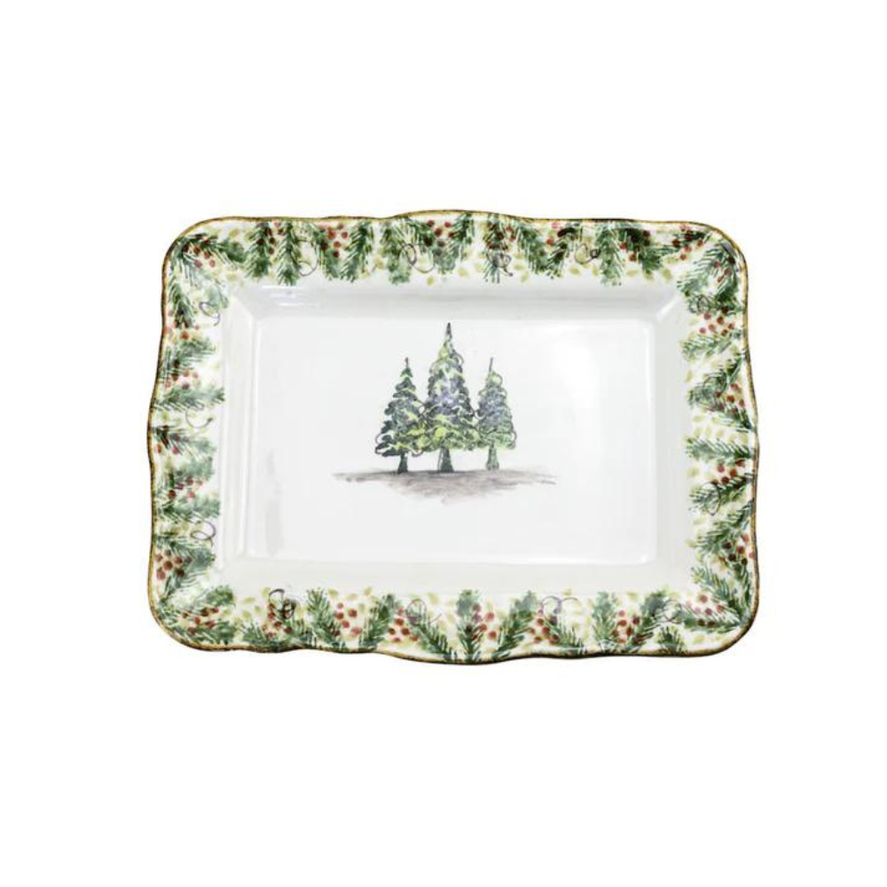 ARTE ITALICA Natale Medium Scalloped Rectangular Tray Default Title