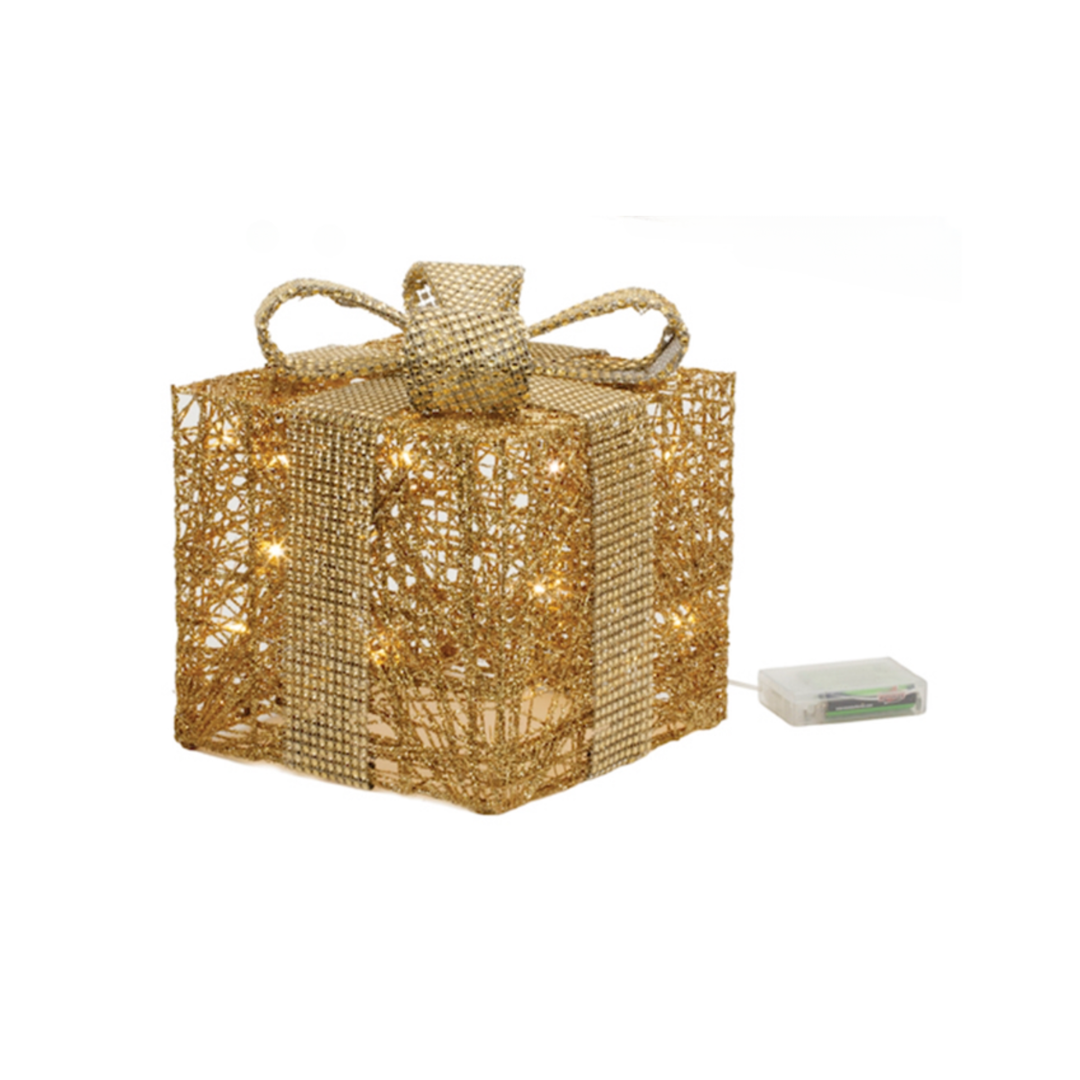MELROSE Small Golden Wrapped Christmas Package