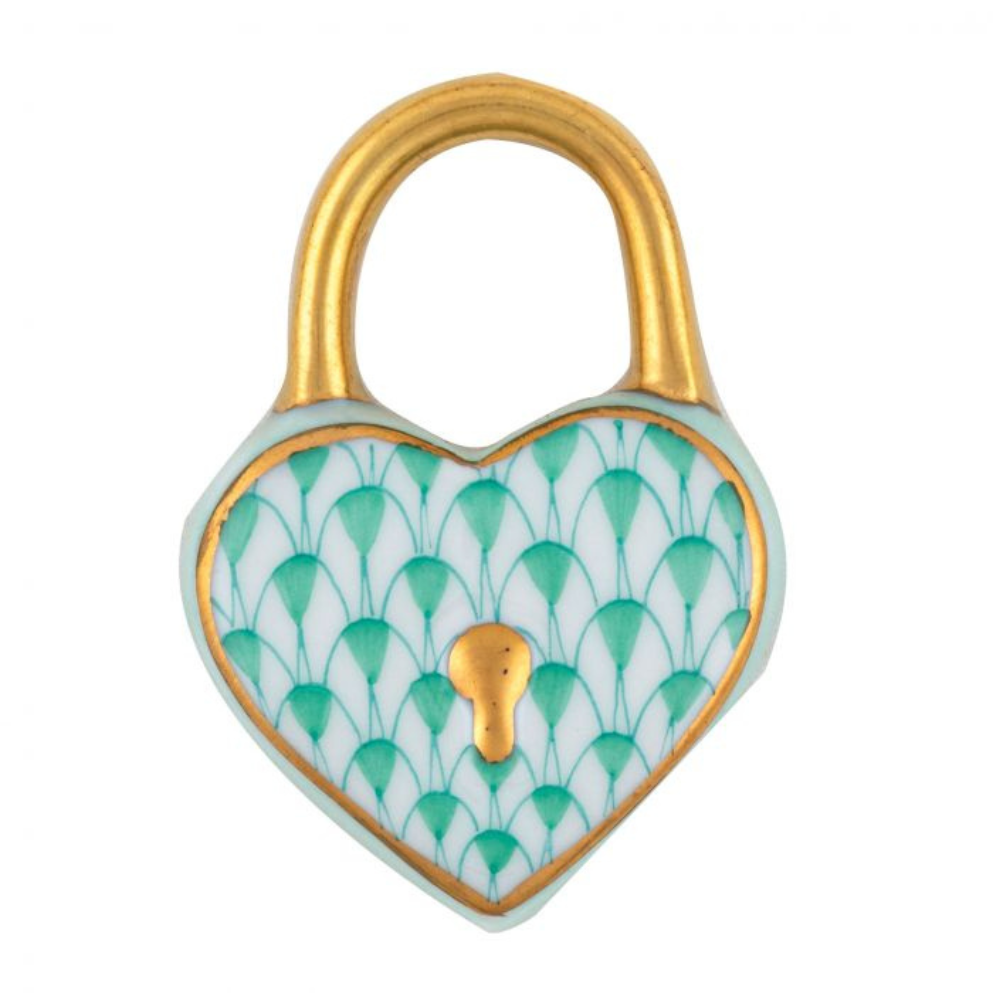 HEREND HEART LOCK GREEN