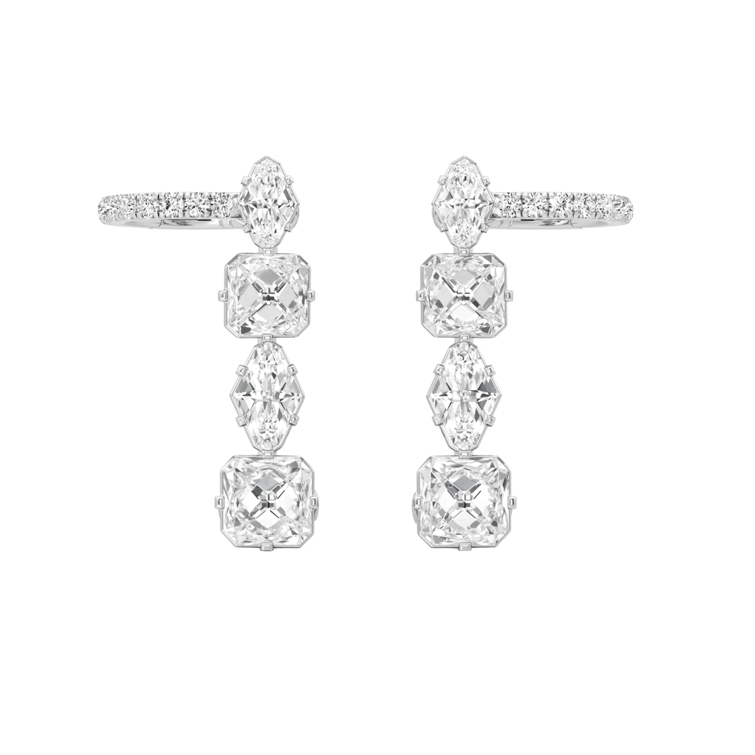UNSAID Armor 18K White Gold Diamond Cuff Earrings With Diamonds