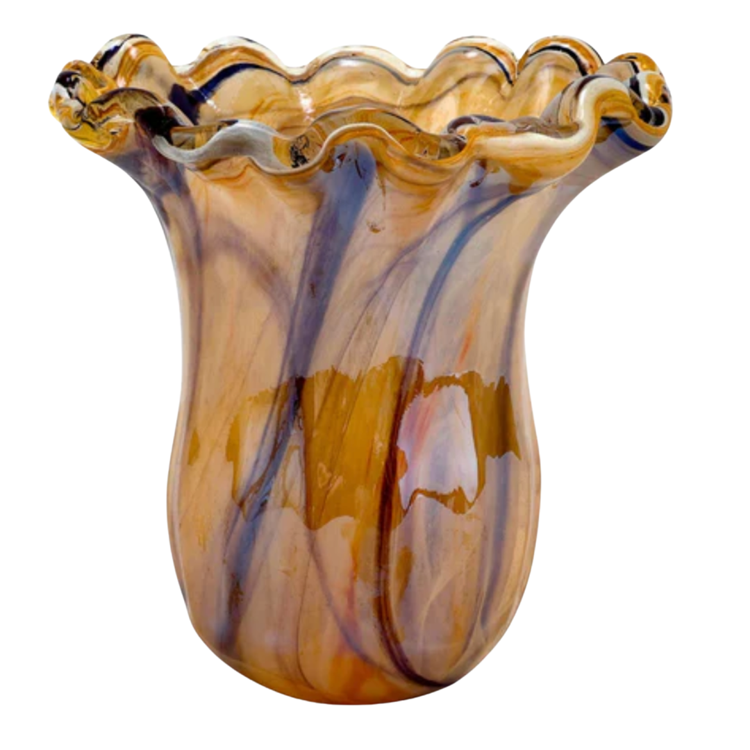 VIETRI Onda Glass Tortoiseshell Small Tulip Vase