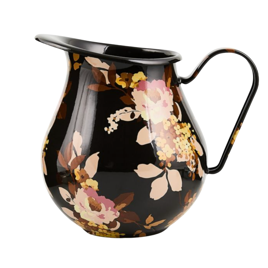 MACKENZIE CHILDS Wild Rose Brown Pitcher