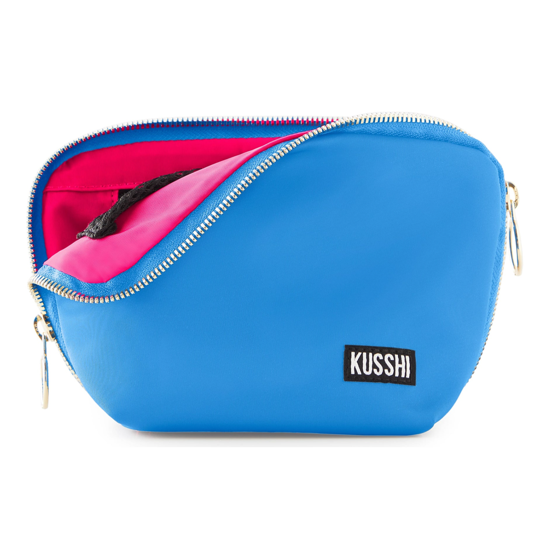 Everyday Makeup Bag in Luxury Navy And Pink Micro Satin