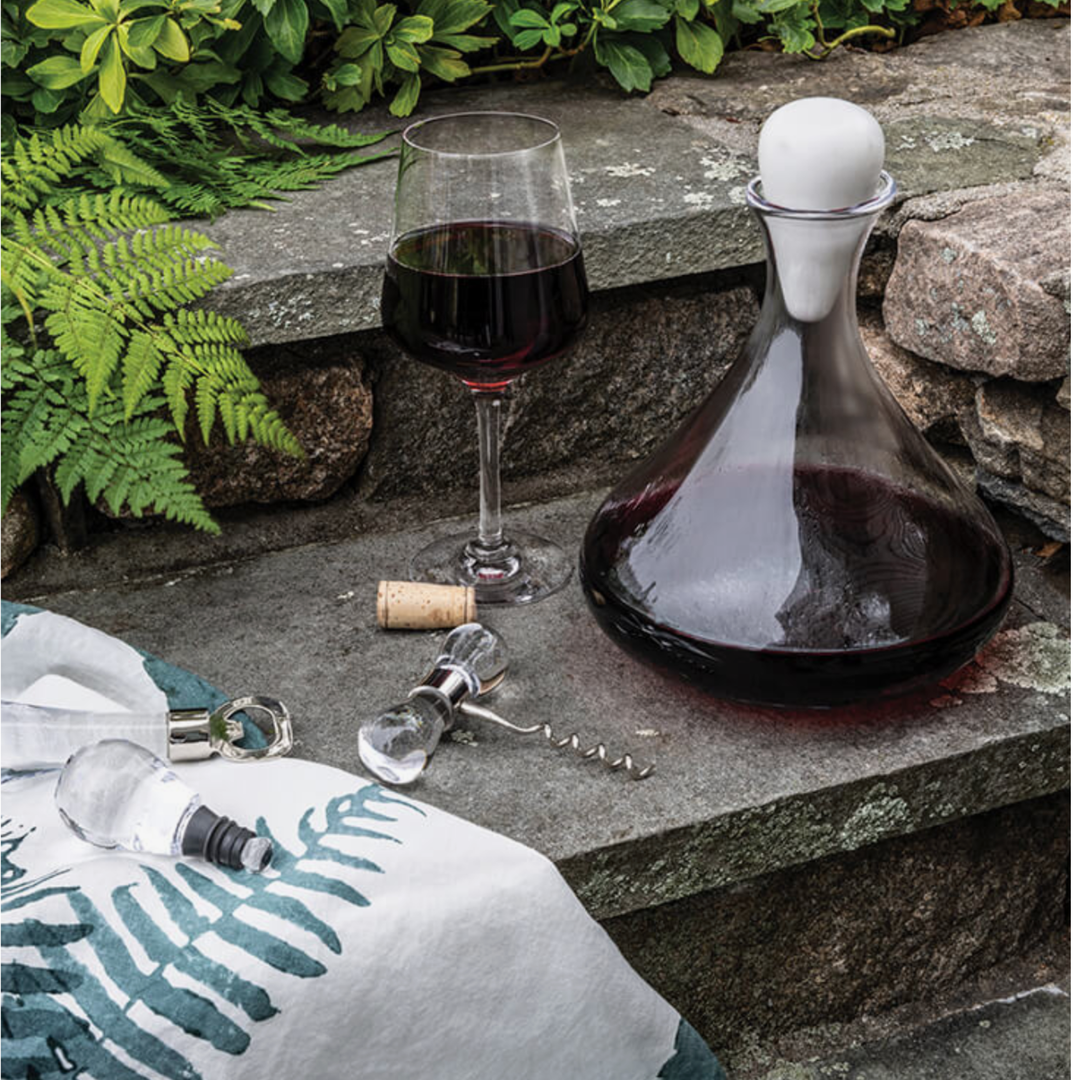 SIMON PEARCE Vintner Wine Decanter With Marble Stopper