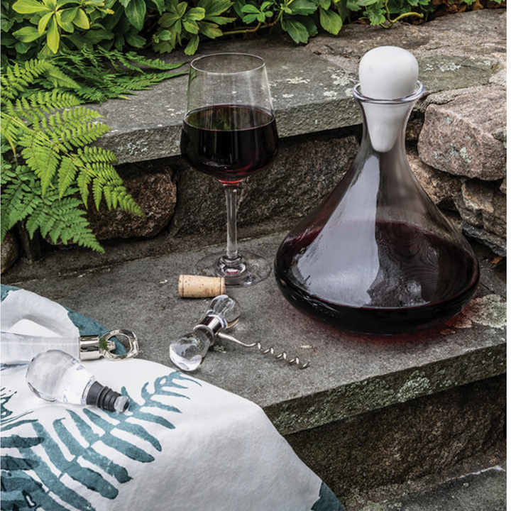 SIMON PEARCE Vintner Wine Decanter With Marble Stopper