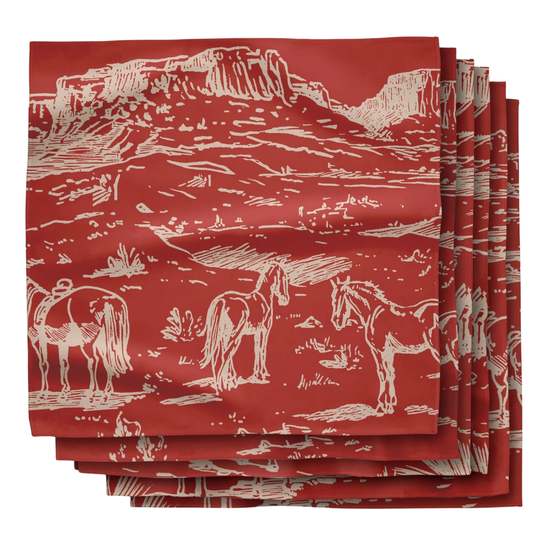 Individually Sold Western Scene Dinner Napkin