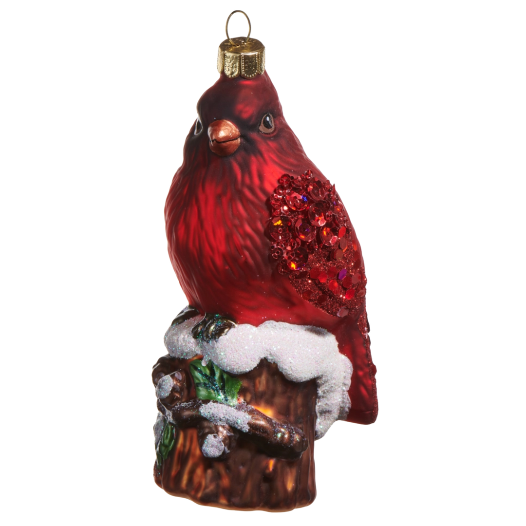 RAZ IMPORTS Cardinal On A Tree Stump Ornament Default Title
