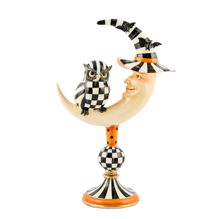 MACKENZIE CHILDS Courtly Owl On Moon Figure