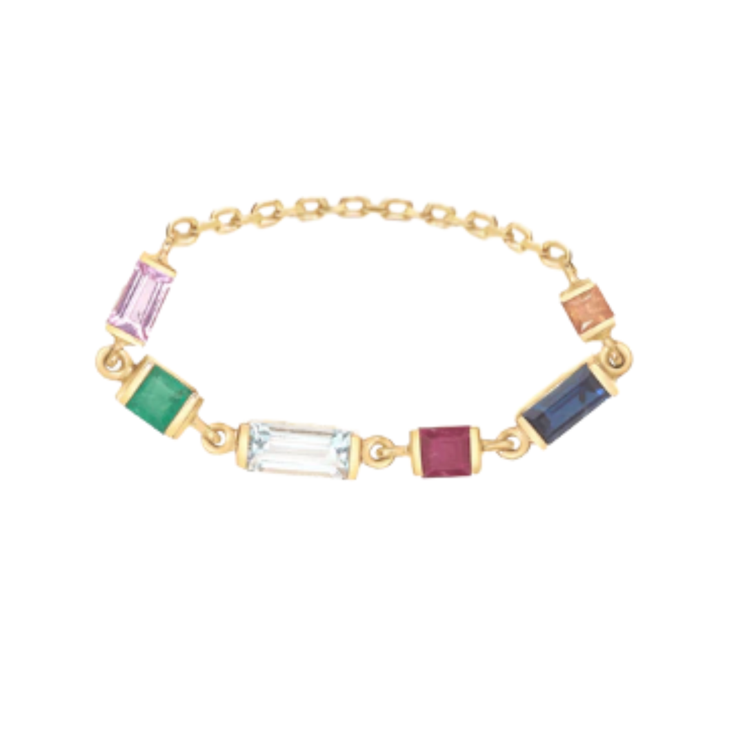 YI COLLECTION Rainbow Chain Yellow Gold Ring