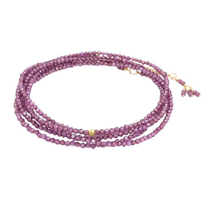 ANNE SPORTUN 18K Yellow Gold Hex Bead Pink Garnet Wrap Bracelet Or Necklace Default Title