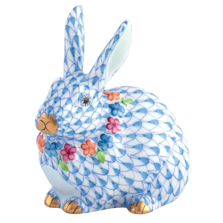 HEREND Flower Bunny Blue