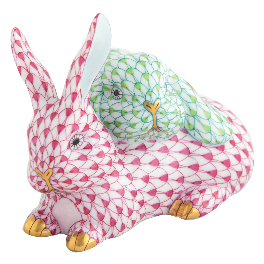 HEREND Herend Snuggle Bunnies RASPBERRY-KEYLIME