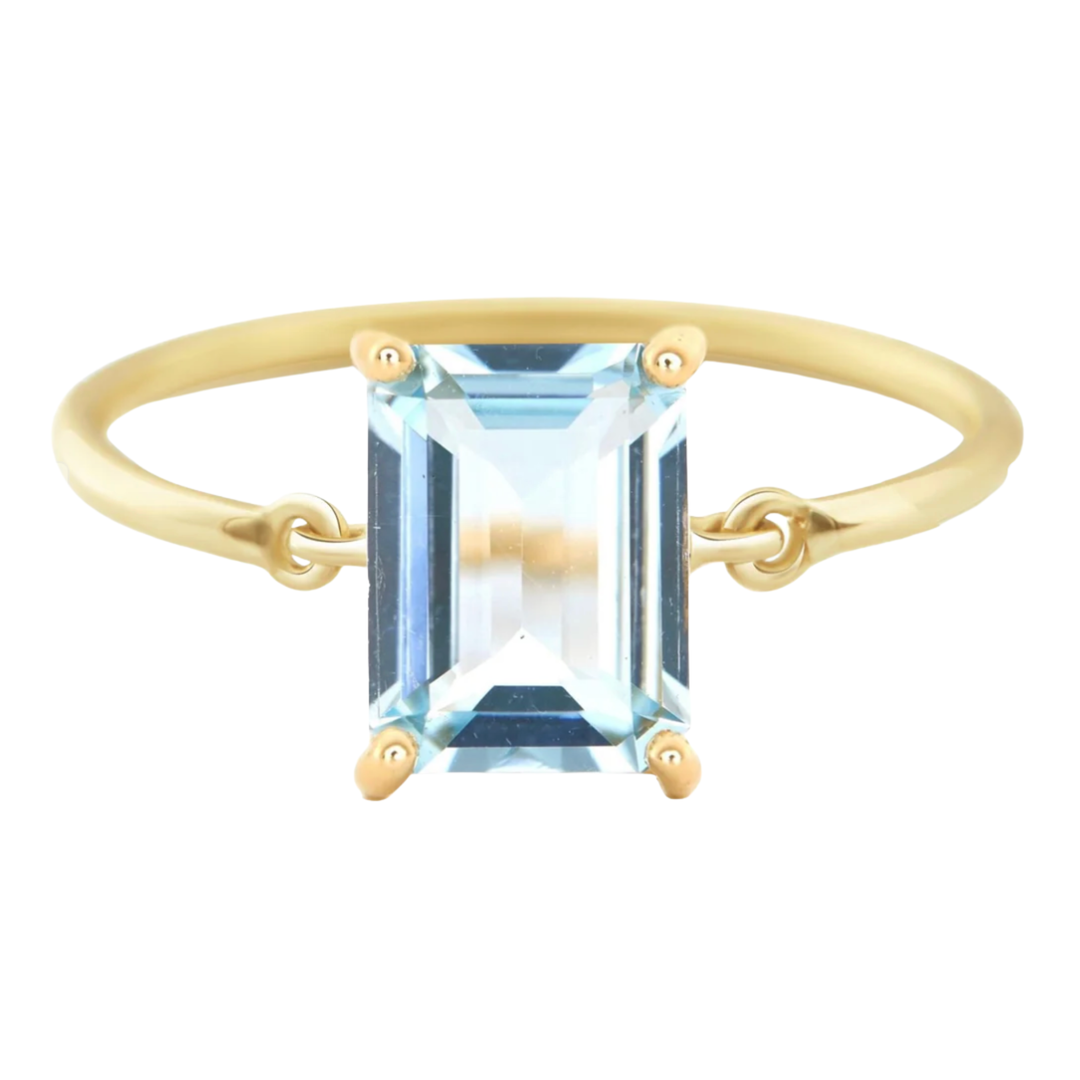 YI COLLECTION Aquamarine Ice Yellow Gold Ice Ring