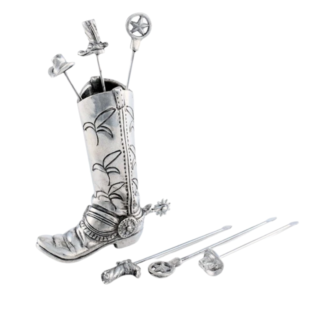 VAGABOND HOUSE Western Cowboy Boot Cheese Picks And Holder